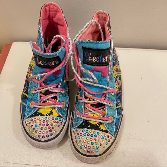 Skechers High Top Sneakers Rainbow Twinkle Toes - Girl's 13 - Picture 3 of 7